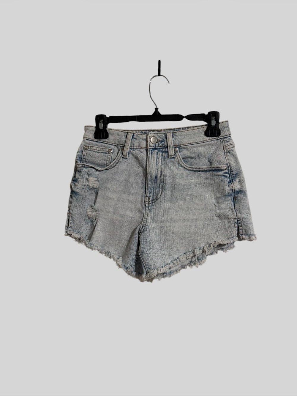 Celebrity Pink Light Blue Distressed Denim Shorts